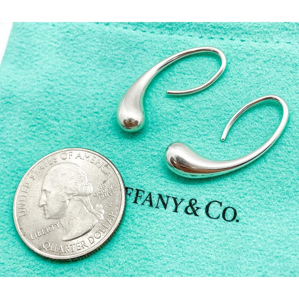 Tiffany & Co. Elsa Peretti Teardrop Hoop Earrings Sterling Silver - Picture 5 of 10